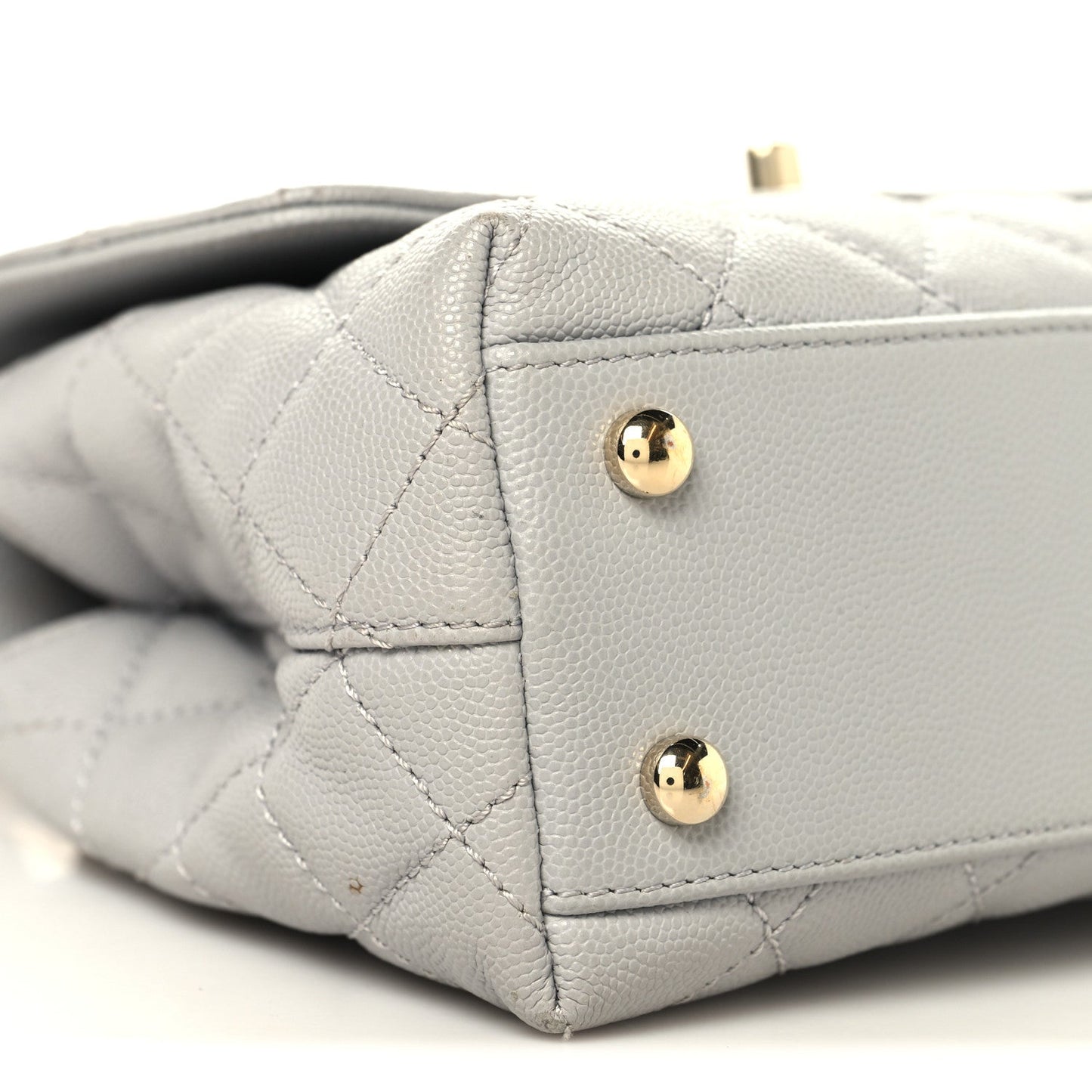 Caviar Quilted Mini Coco Handle Flap Light Grey