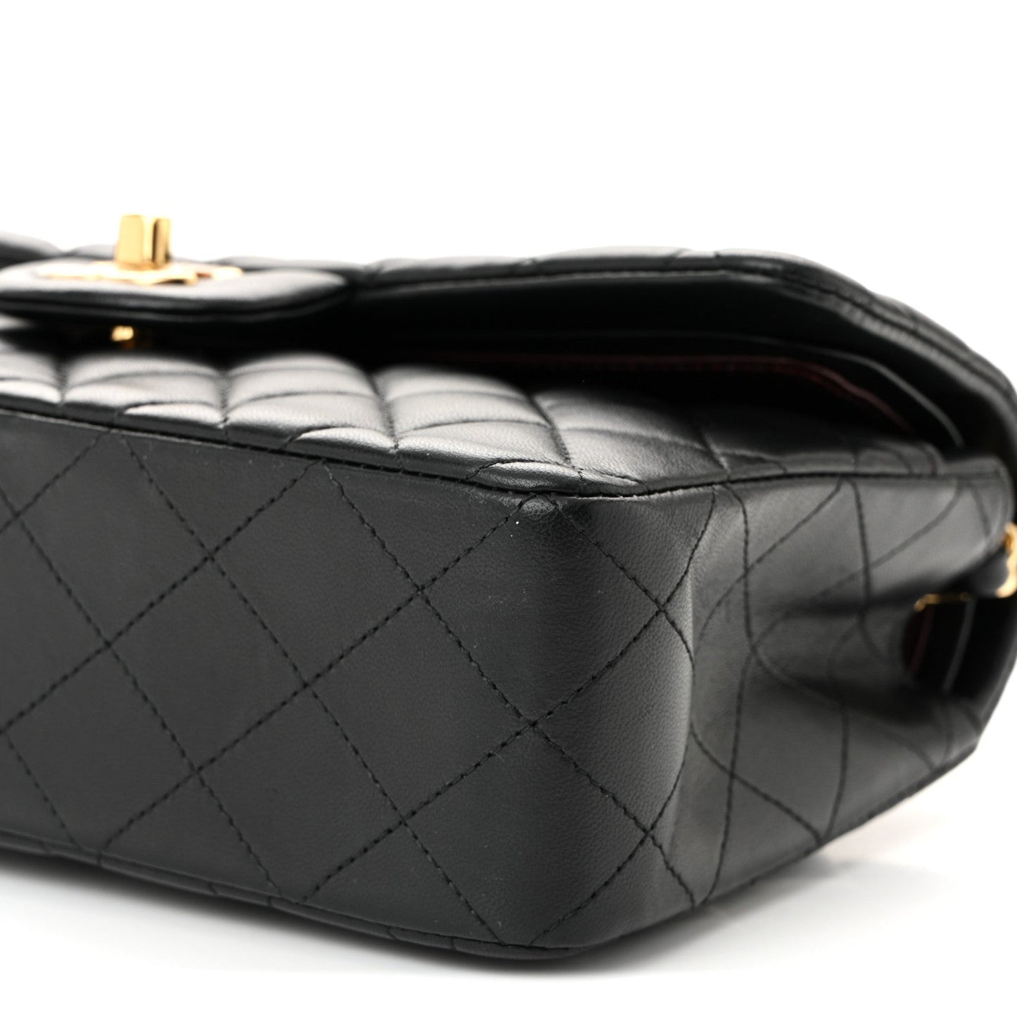 Lambskin Quilted Small Double Flap Black