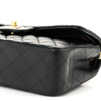 Lambskin Quilted Small Double Flap Black