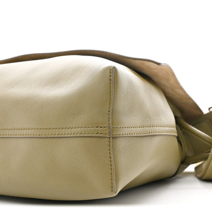 Shiny Supple Calfskin Flamenco Satchel Olive