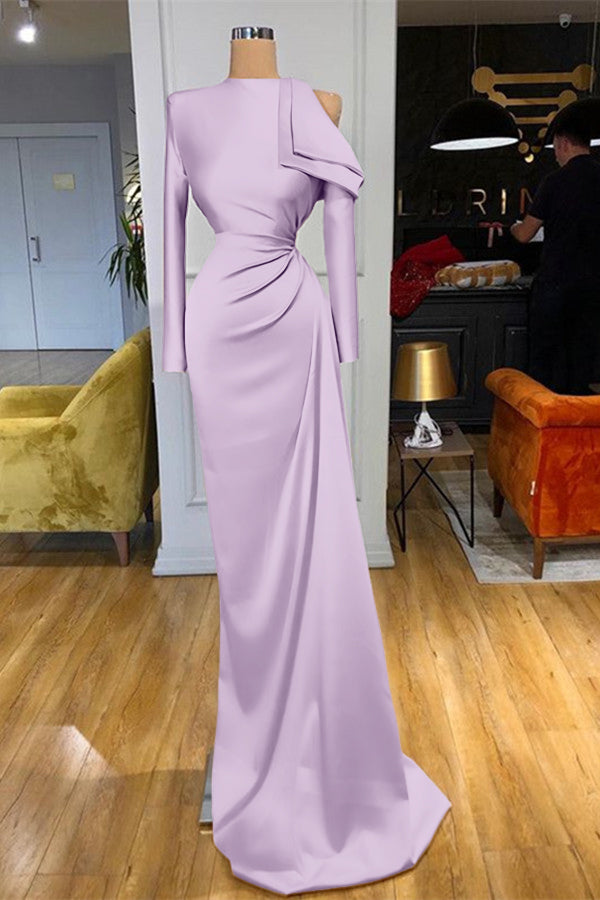 High Neck Champagne Prom Dress Mermaid Long Sleeves