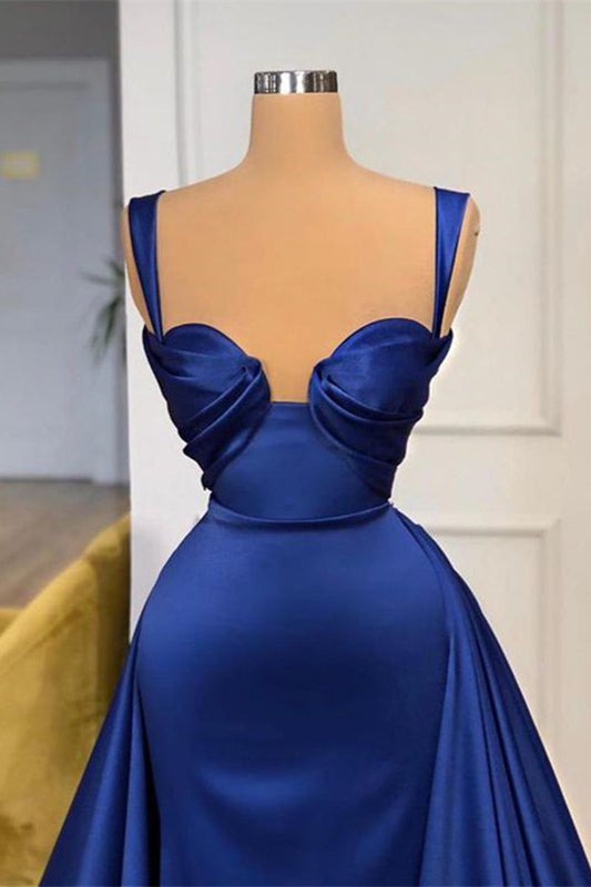 Mermaid Royal Blue Prom Dress With Detachable Train