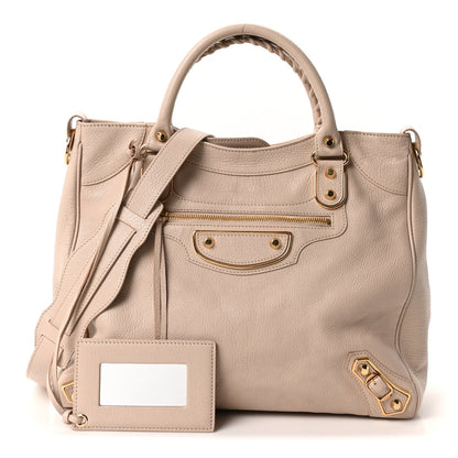 Chevre Gold Metallic Edge Hardware Velo Beige Praline