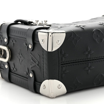 Calfskin Debossed Monogram Side Trunk Black