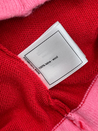 CC 25F Round-Neck Knitted Long-Sleeved Cardigan Red Wool
