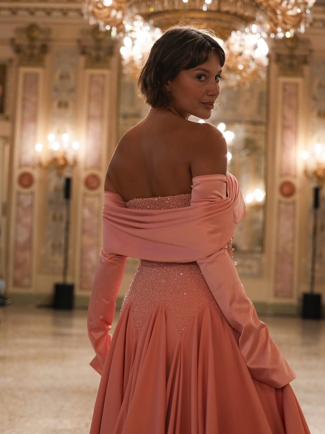 Chic A Line Long Off Shoulder Sleeves Long Prom Dress With Beaded