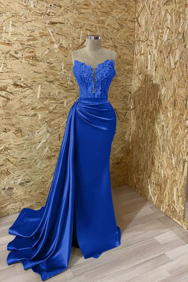 Sleeveless Mermaid Evening  Appliques Dress With Slit