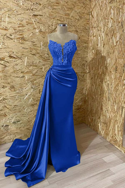 Sleeveless Mermaid Evening  Appliques Dress With Slit