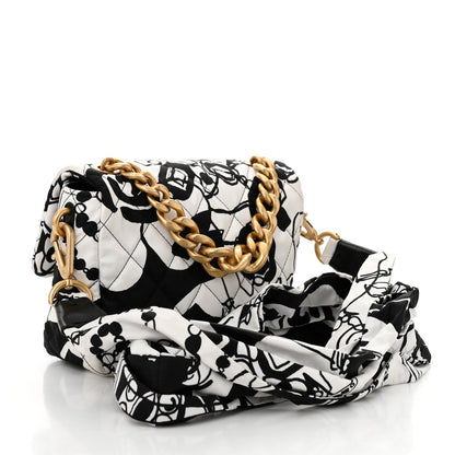 Canvas Printed Deer Coco Mini Single Flap White Black