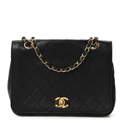 Lambskin Quilted Small Single Flap Black