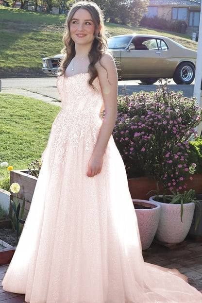 Sleeveless Spaghetti Straps Sweetheart A-Line Sequins Prom Dress
