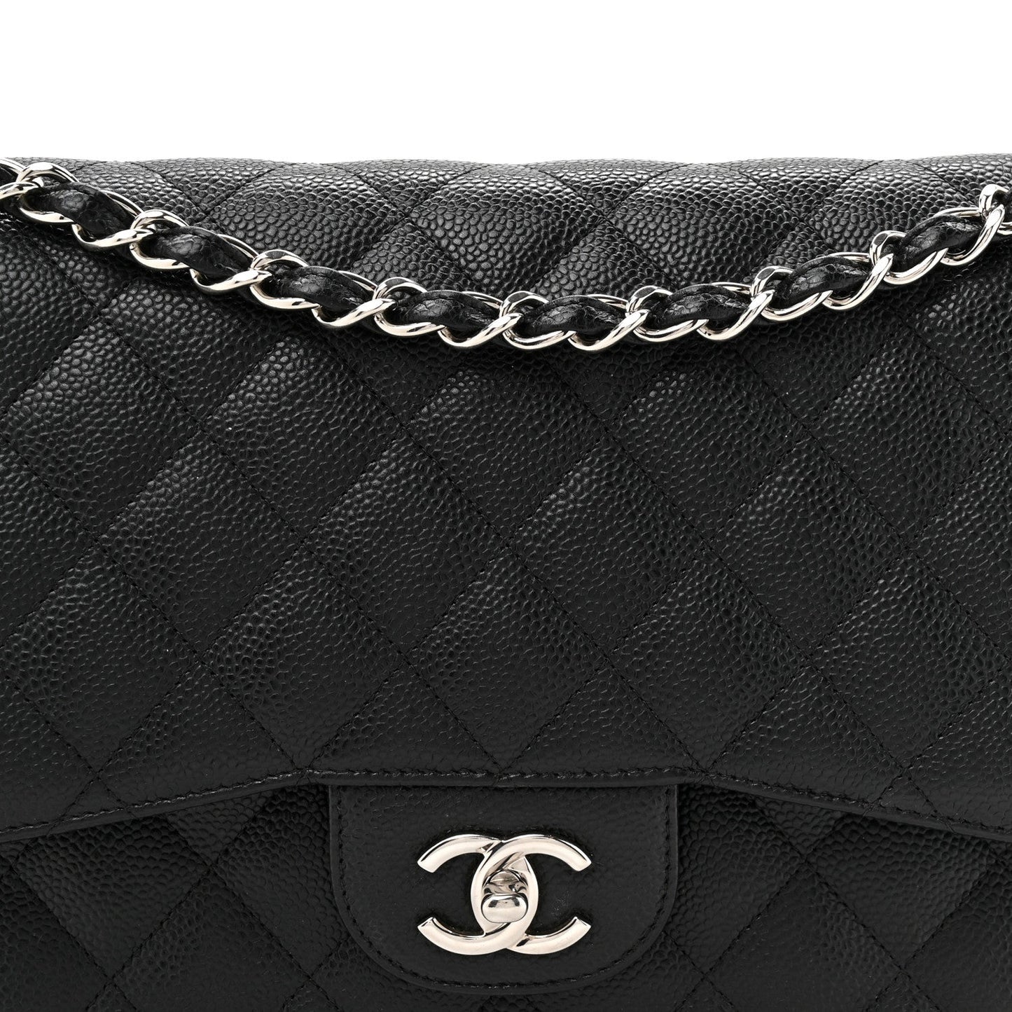 Caviar Quilted Jumbo Double Flap Black