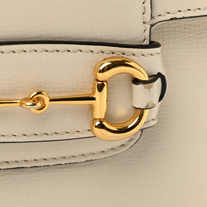 Azalea Calfskin Web Mini Horsebit 1955 Shoulder Bag Mystic White