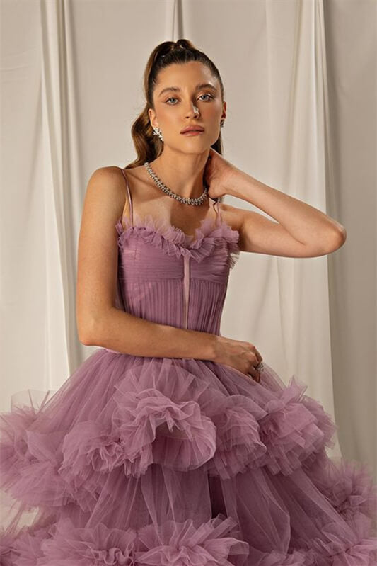 Mermaid Layers Prom Dress Online Spaghetti-Straps Shine