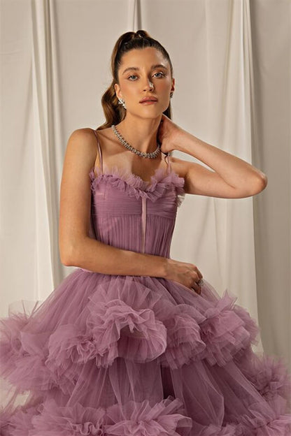 Mermaid Layers Prom Dress Online Spaghetti-Straps Shine