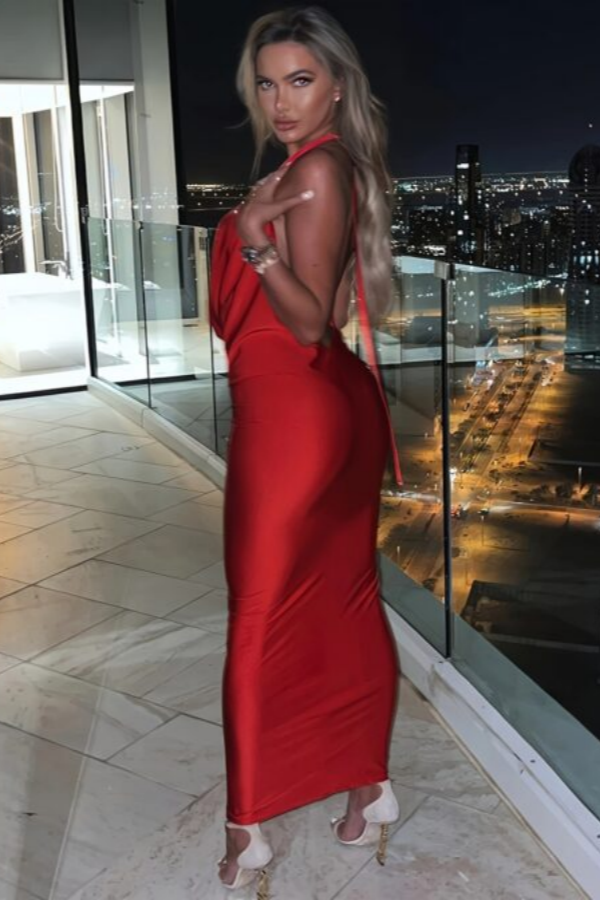 Black Halter Deep V-Neck Prom Dress