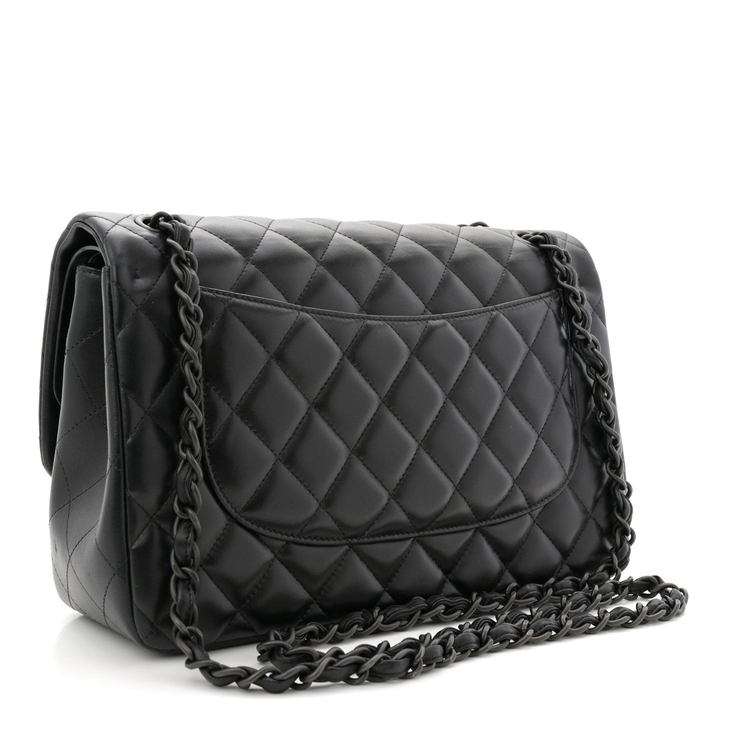 Lambskin Quilted Jumbo Double Flap So Black