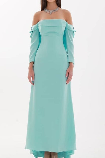Long Sleeves Strapless Square Prom Dress