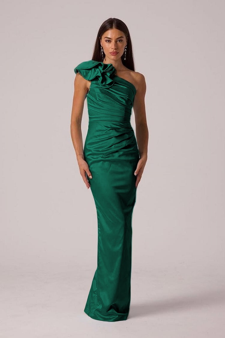Elegant Sleeveless Mermaid One Shoulder Long Prom Dress