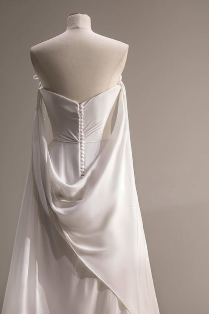 White Strapless Long Prom Dress Mermaid Sleeveless with Slit