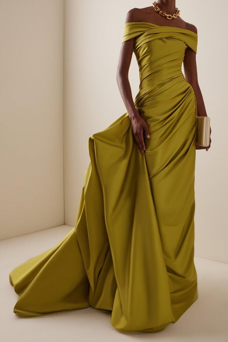 Glamorous Off the Shoulder Sleeveless Long Evening Dress With Pleated