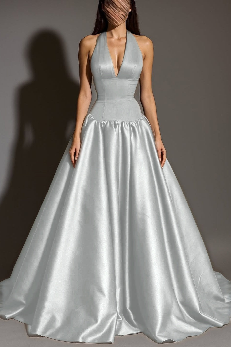Sexy Sleeveless Halter Straps A-Line Deep V-Neck Long Prom Dress