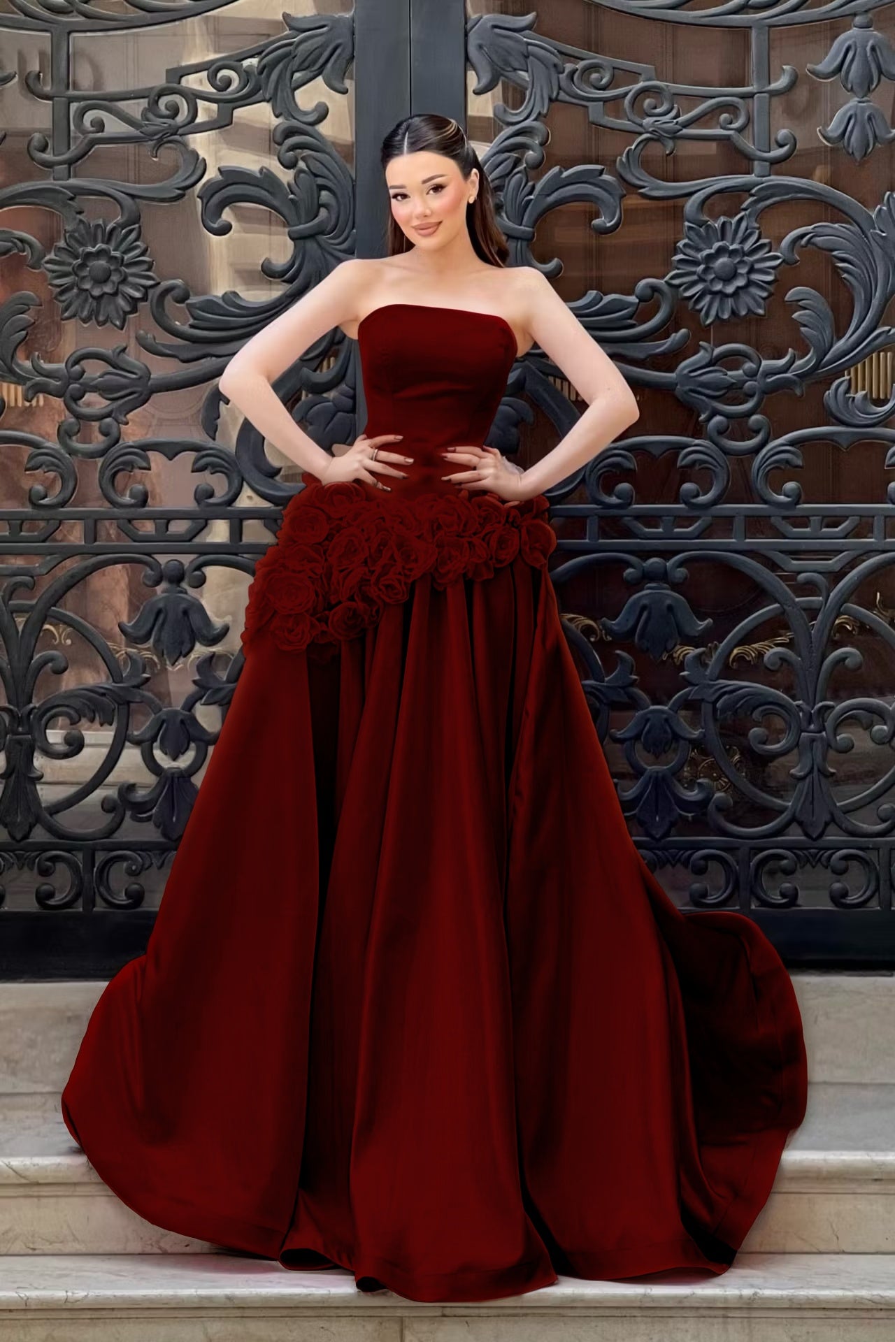 Charming Sleeveless Square A-Line Evening Dress With Handmade Flower