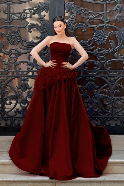 Charming Sleeveless Square A-Line Evening Dress With Handmade Flower