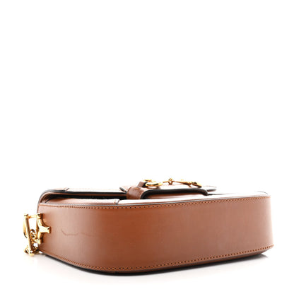 New Canvas Charisma Calfskin Crystal GG Monogram Mini Horsebit 1955 Shoulder Bag Camel Ebony