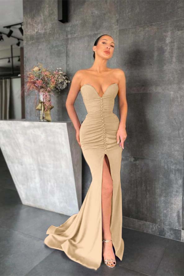 Purple Sweetheart Sleeveless Prom Dress Mermaid With Slit