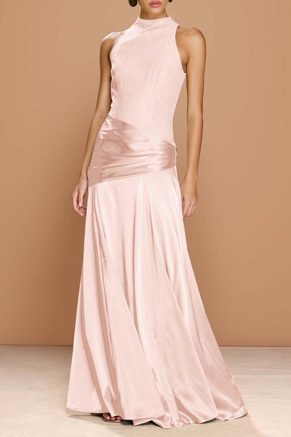 Chic Sleeveless High Neck Prom Dress With Embroidery