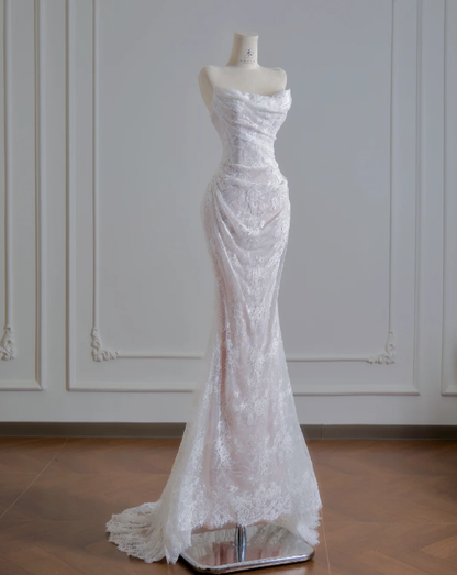 Mermaid Lace Wedding Dress White Wedding Gowns Birthday Outfit fg8706