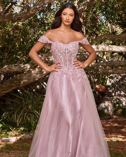 Pink Sleeveless Strapless Off-Shoulders Sweetheart Embroidery Prom Dress