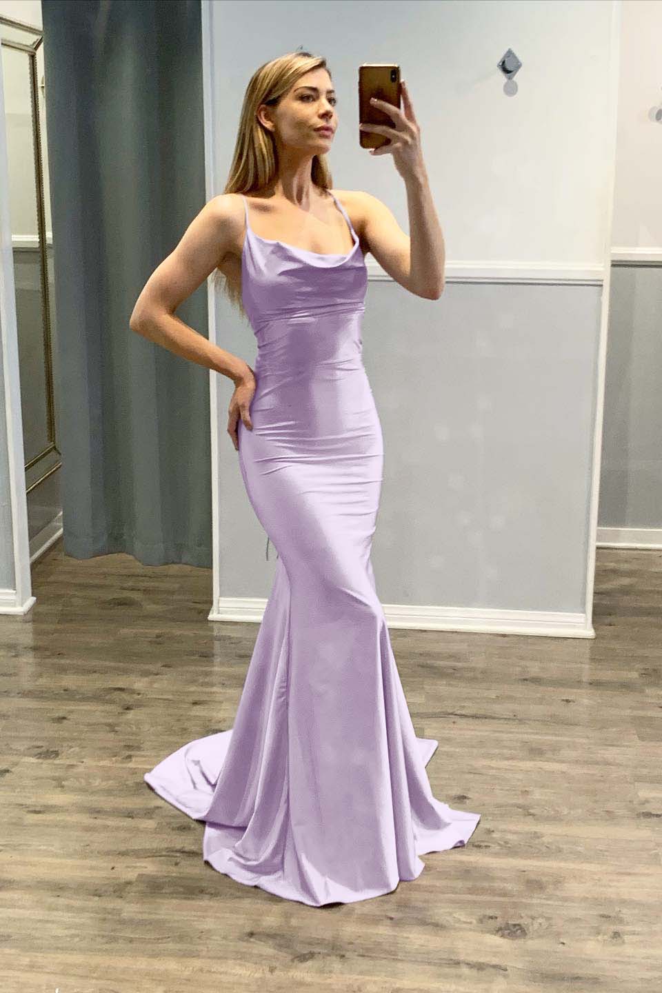 Mermaid Spaghetti-Straps Light Purple Prom Dress