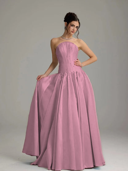 Graceful Sky Blue Straight Across Sleeveless Beaded Pleated Evening Dress