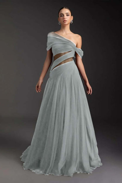 SleevelessOff-Shoulder A-Line Prom Dress