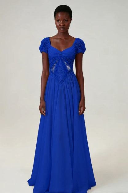 Stunning Blushing Pink Chiffon Sleeveless Long Evening Dress With Sequins