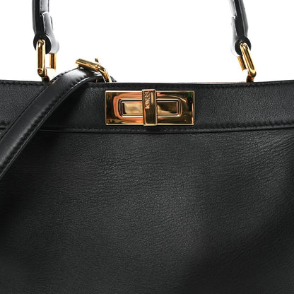 Vitello Seta Shiny Nappa Medium Peekaboo I SEE U Satchel Black Light Rose