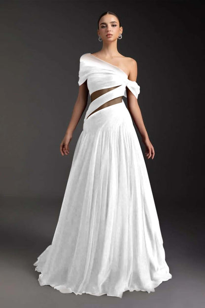 SleevelessOff-Shoulder A-Line Prom Dress
