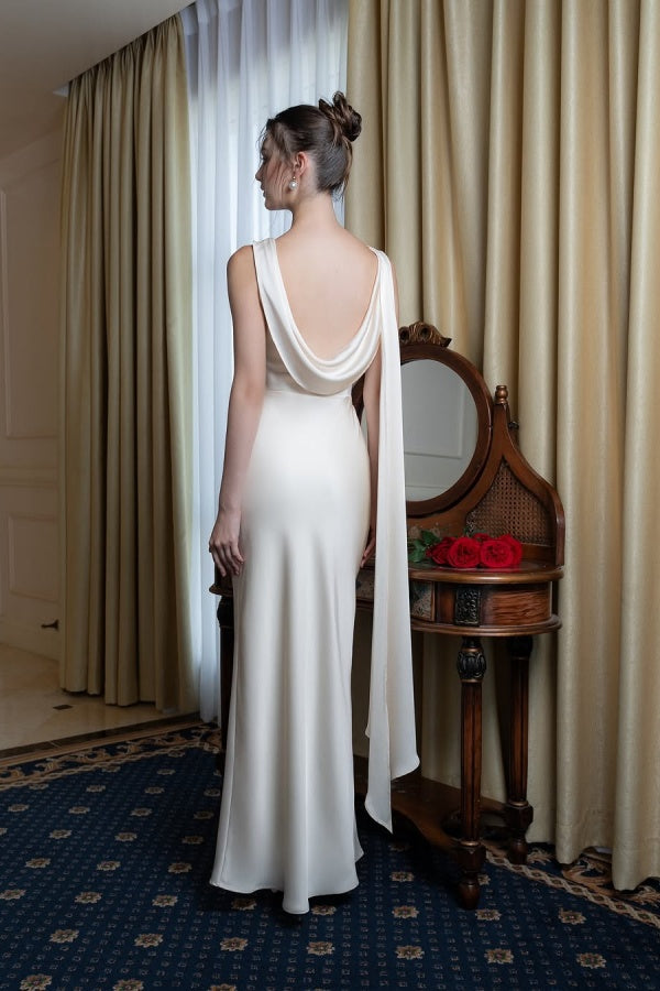 Dasida White Long Prom Dress Sleeveless Backless