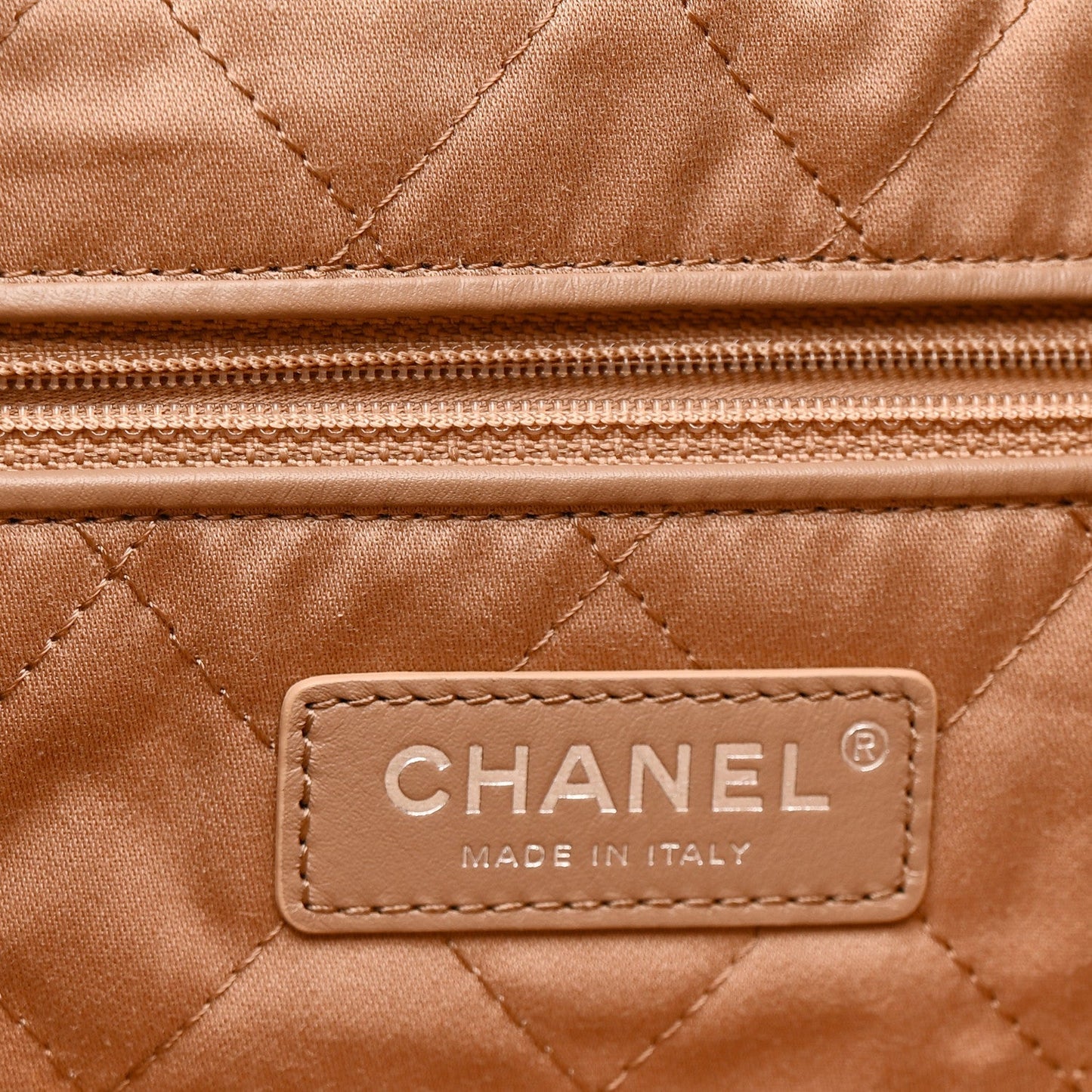 Shiny Calfskin Quilted Small Chanel 22 Beige