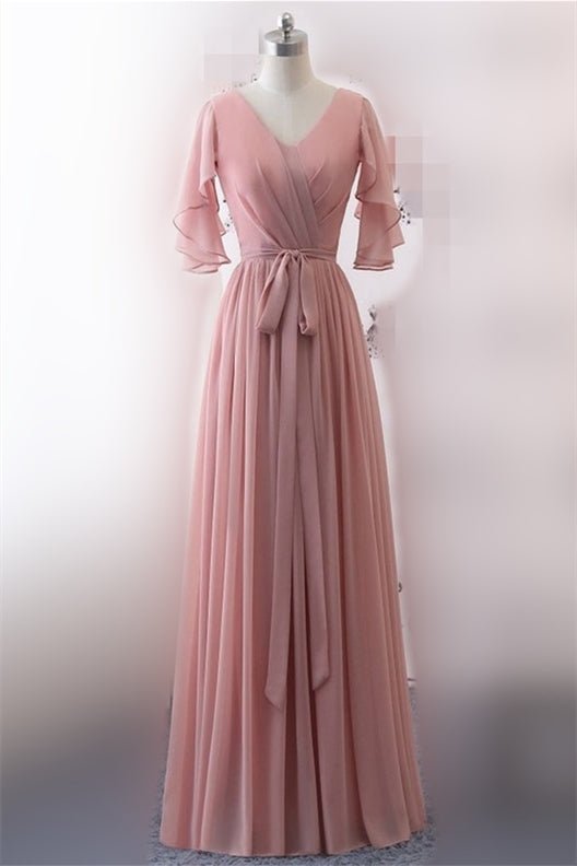 6 Styles Blue Chiffon Long Bridesmaid Dresses