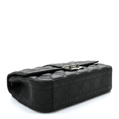 Ultra Matte Calfskin Cannage Medium Miss Dior Flap Black