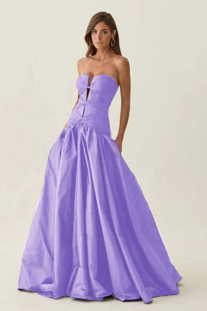 Elegant Dark Navy Sleeveless Strapless Long Evening Dress with Corset