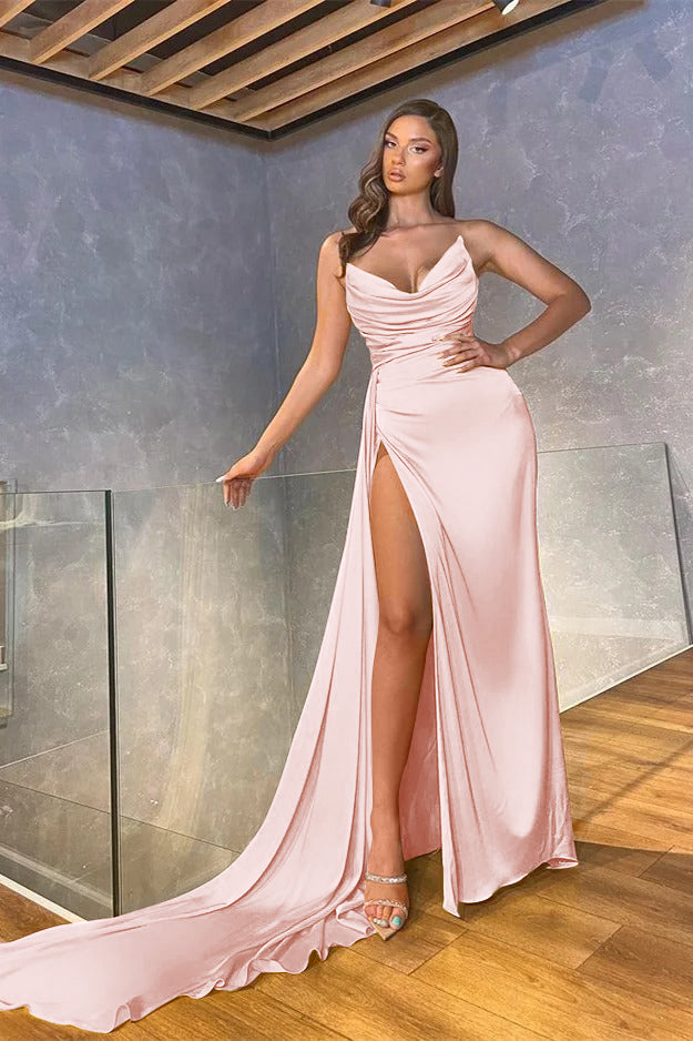 Mermaid Long Pleated Slit Prom Dress