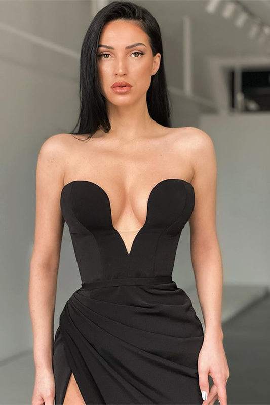 Mermaid Black Sweetheart Evening Dress With Slit