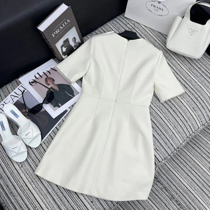 PRADA 25S CREW NECK SHORT-SLEEVE DRESS 350