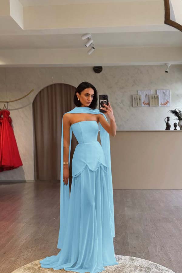 Glamorous White Satin Sleeveless Strapless Long Pleated Prom Dress with Beadings