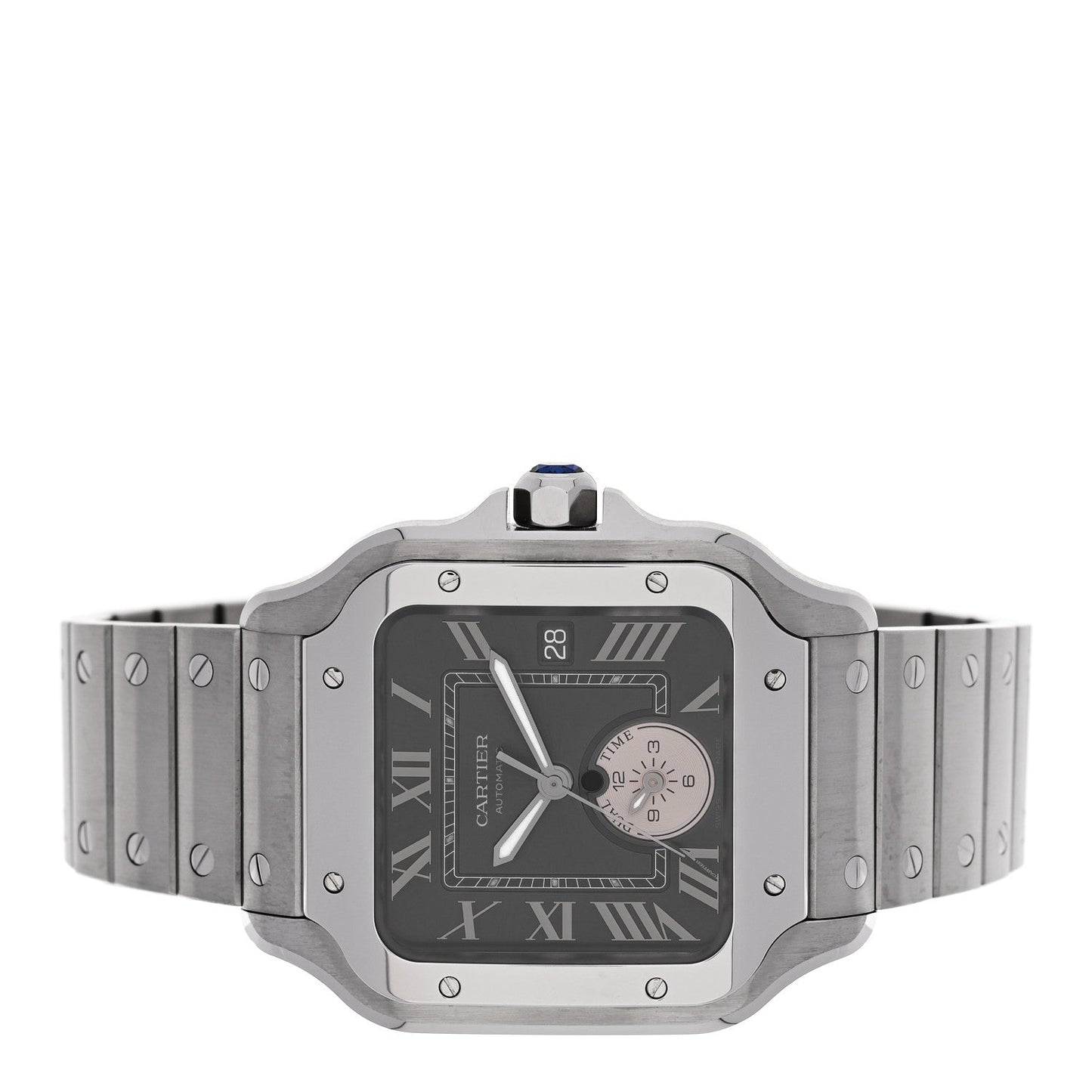 Stainless Steel 40mm Santos Dual Time Automatic Watch Grey