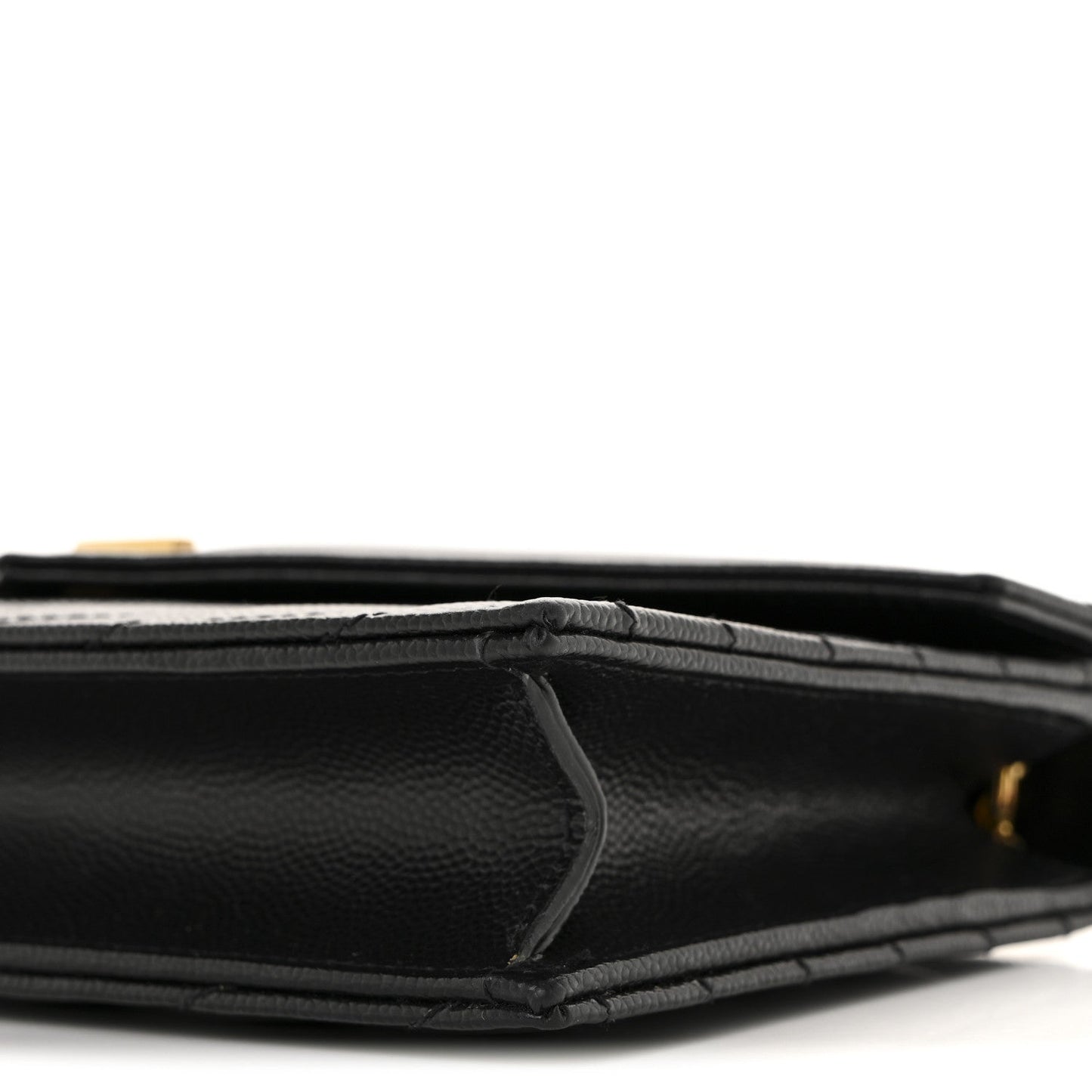 Grain De Poudre Matelasse Chevron Monogram Envelope Chain Wallet Black